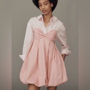 NWT ANTHROPOLOGIE Mare Mare Layered Twofer Bubble Mini Shirt Dress Size Medium